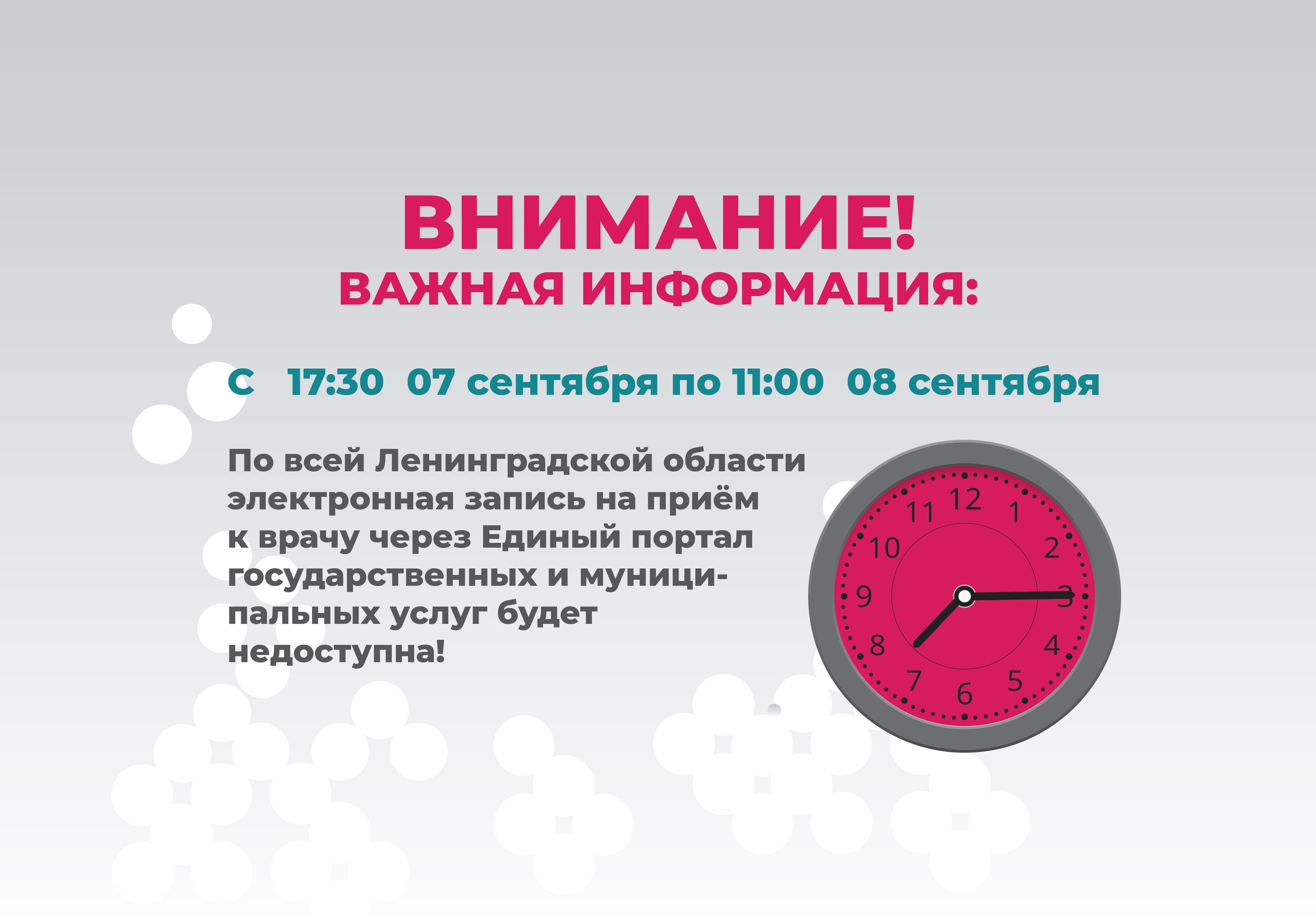 Важная информация: запись через Госуслуги будет временно недоступна